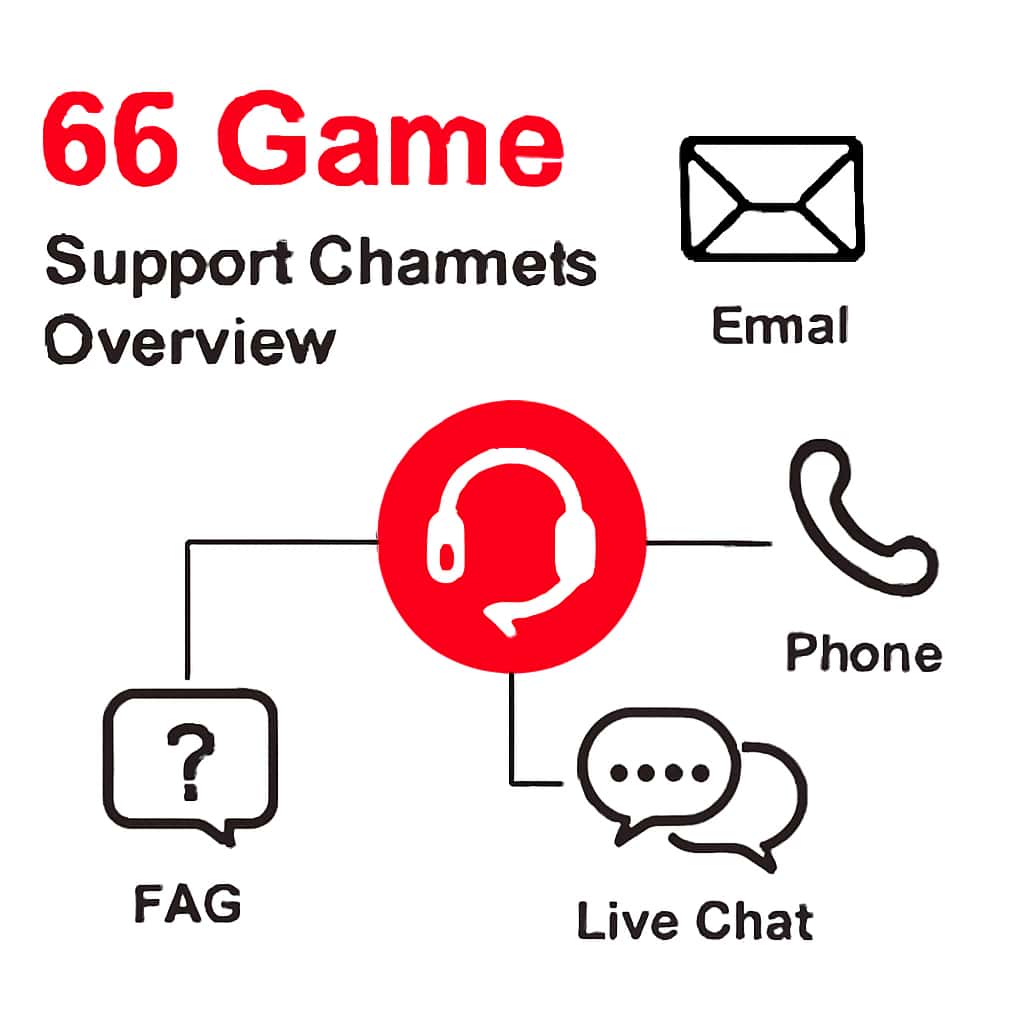 An educational diagram illustrating the key support channels of 66 Game.
