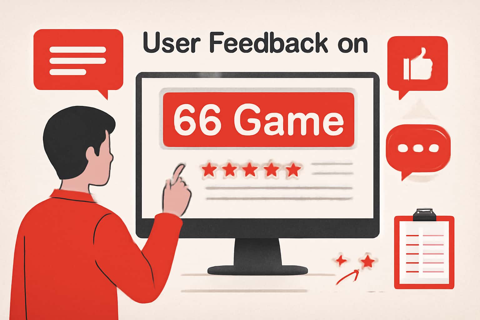 Informational scene showcasing user feedback on 66 Game.
