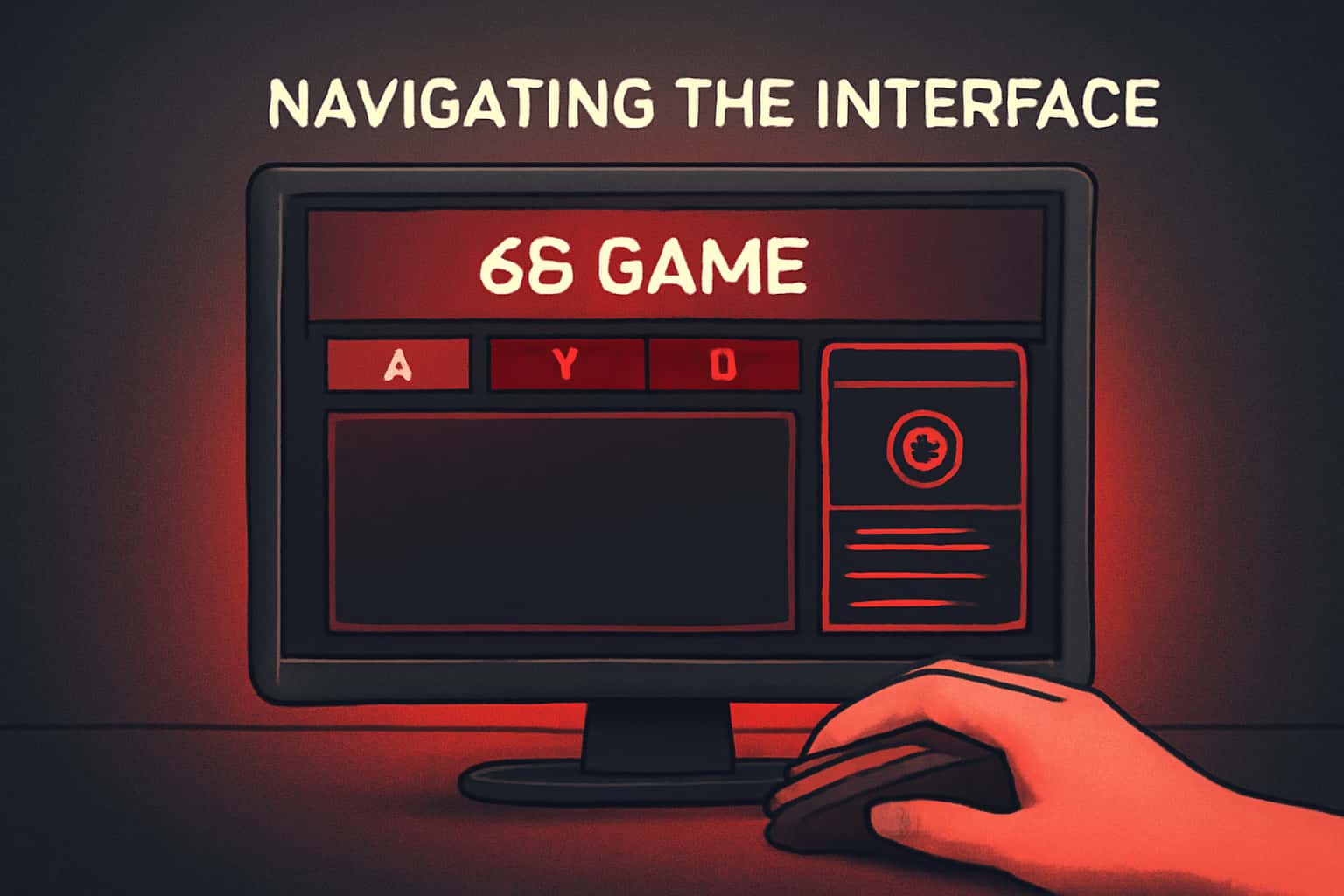 A high-tech visualization of the 66 Game interface layout.