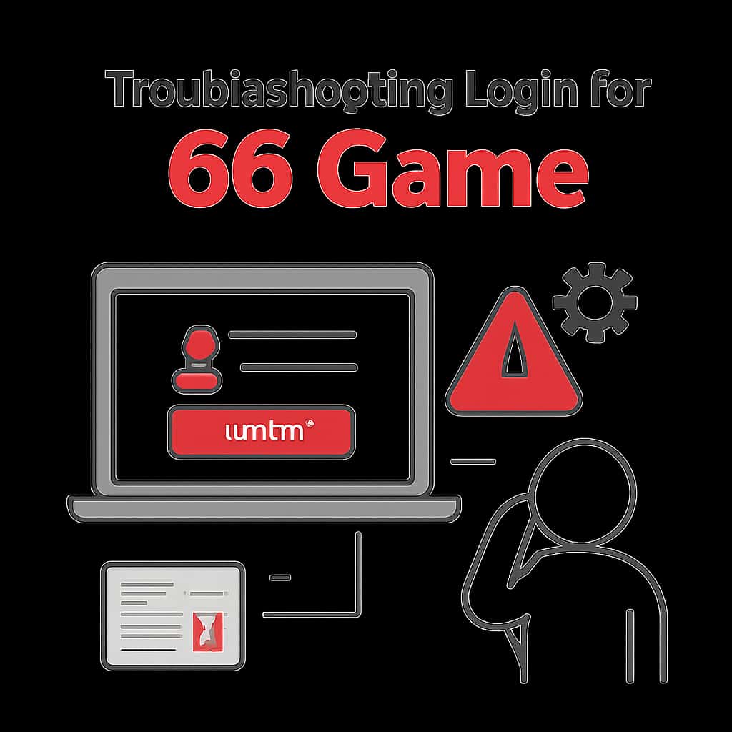An educational diagram explaining login troubleshooting for 66 Game.